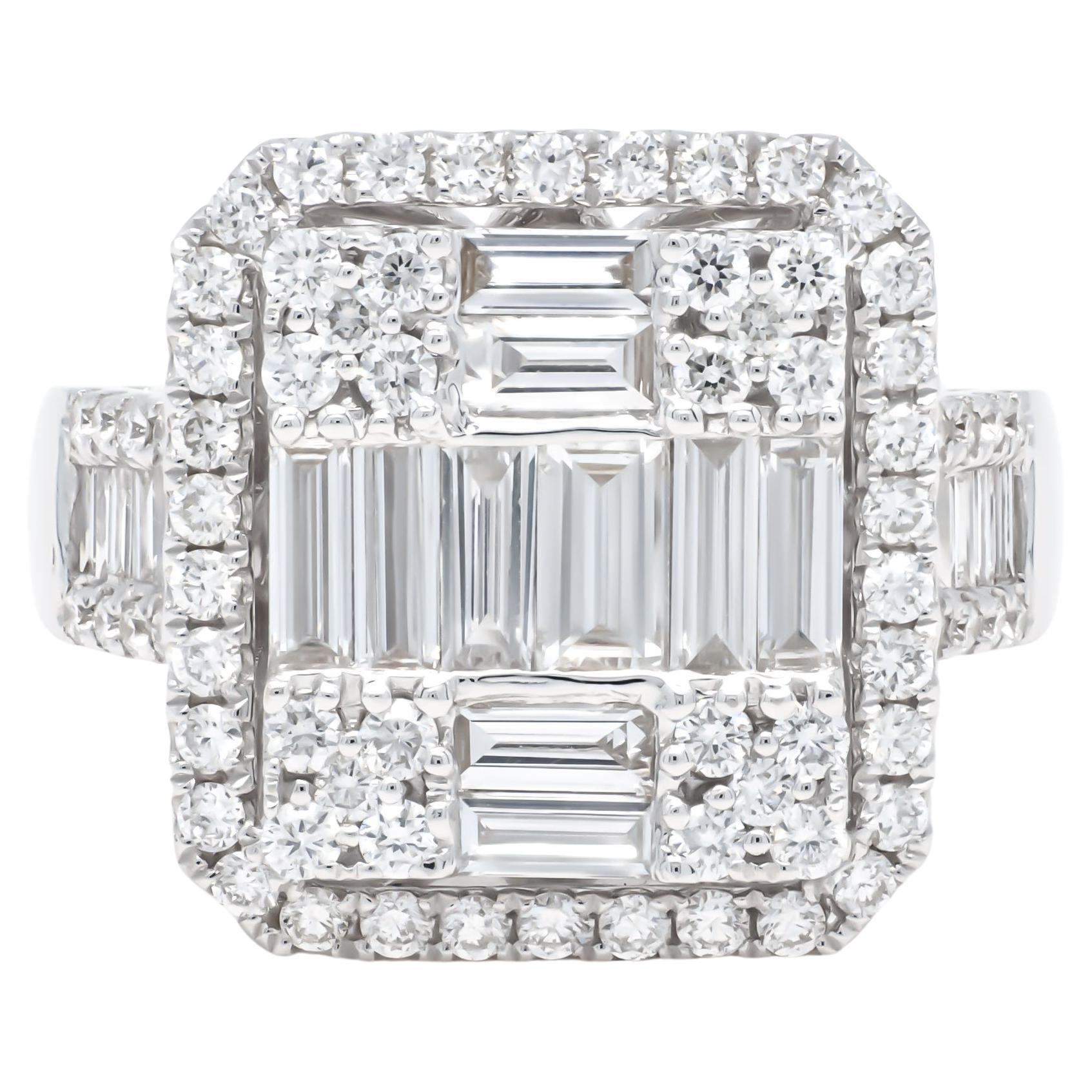 Cocktailring aus Weißgold mit natürlichem Diamant 2,01 Karat 18KT