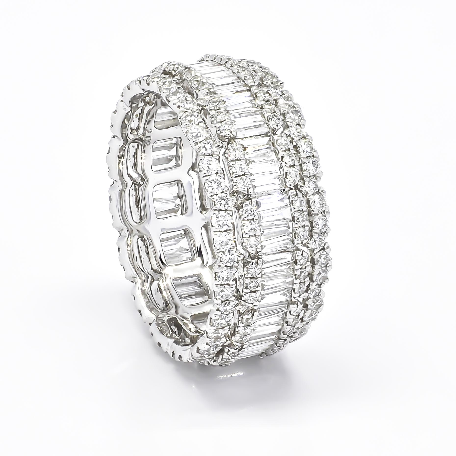 Modern Natural Diamond 2.02 18KT White Gold Full Eternity Band Ring For Sale