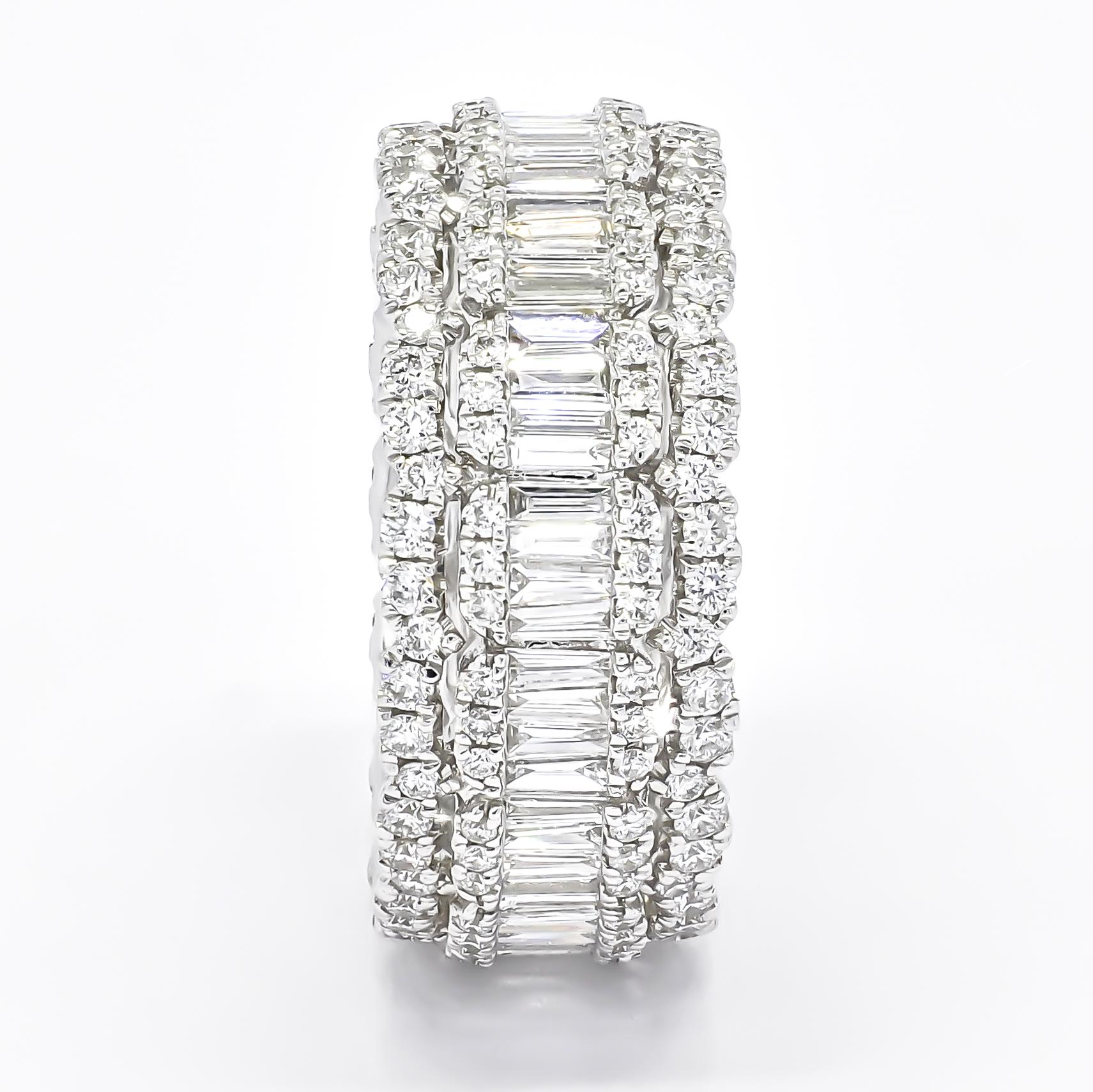 Natural Diamond 2.02 18KT White Gold Full Eternity Band Ring For Sale 1