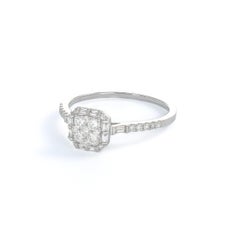 Natural Diamond 0.45 carats 18KT White Gold Art Deco Cocktail Ring