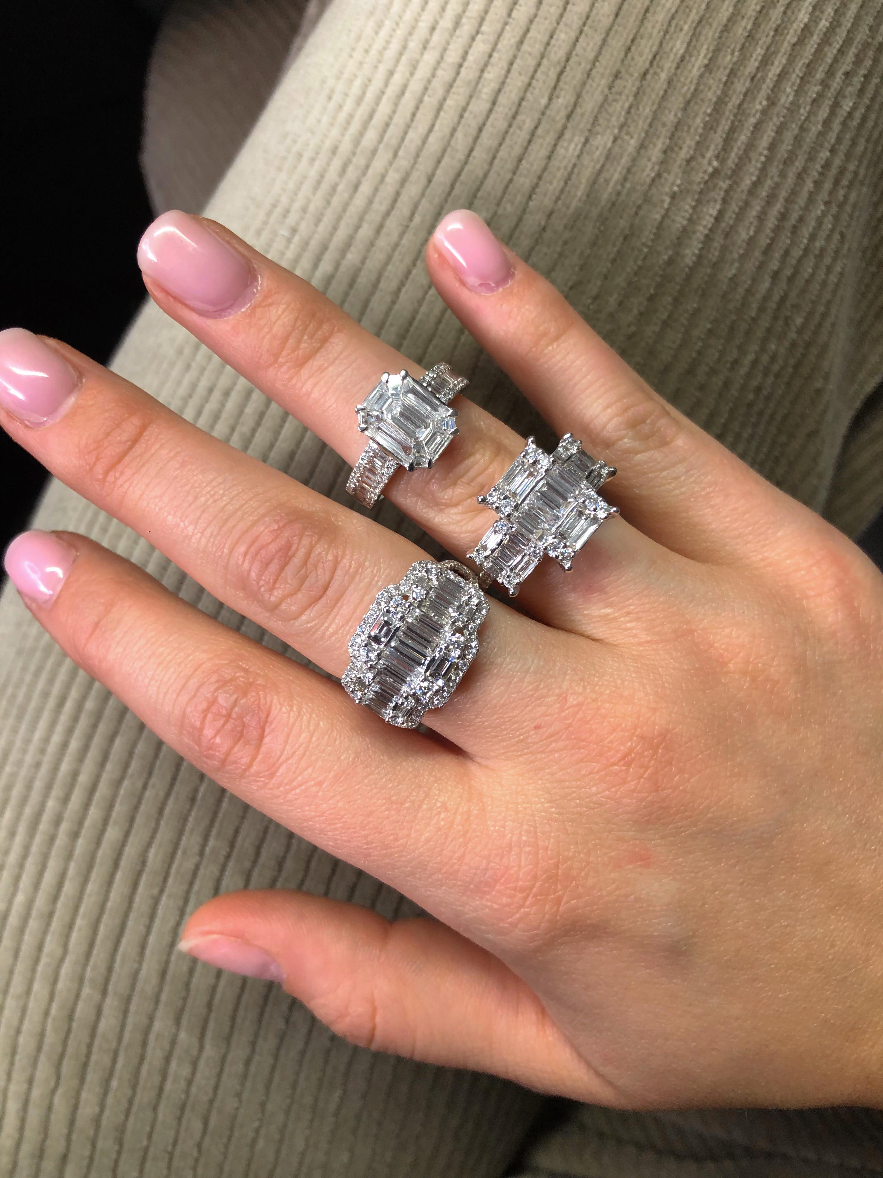 Natürlicher Diamant 2,30 Karat 18KT Weißgold Trim Cluster Jahrestag-Ring mit Diamantbesatz im Angebot 2