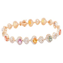 Bracelet en or 18k diamant naturel 2,41cts et saphir multiple 8,56cts