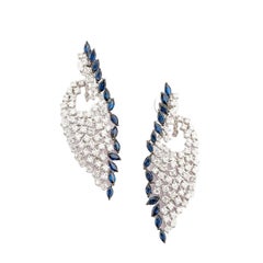 Natural diamond 2.46cts & blue sapphire 2.67cts earring in 18k gold