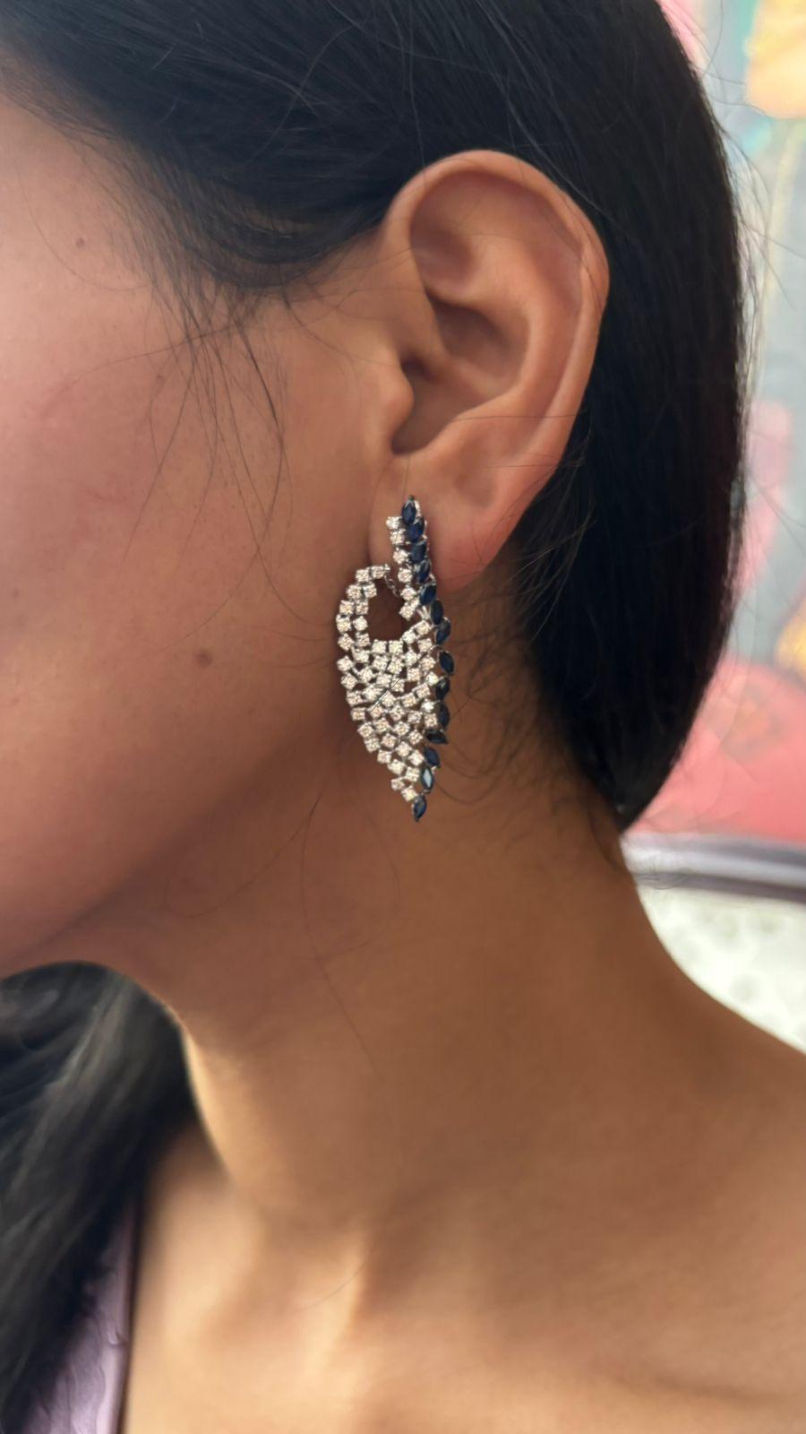 Natürlicher Diamant 2,46cts & Blauer Saphir 2,67cts in 18k Gold im Angebot 1