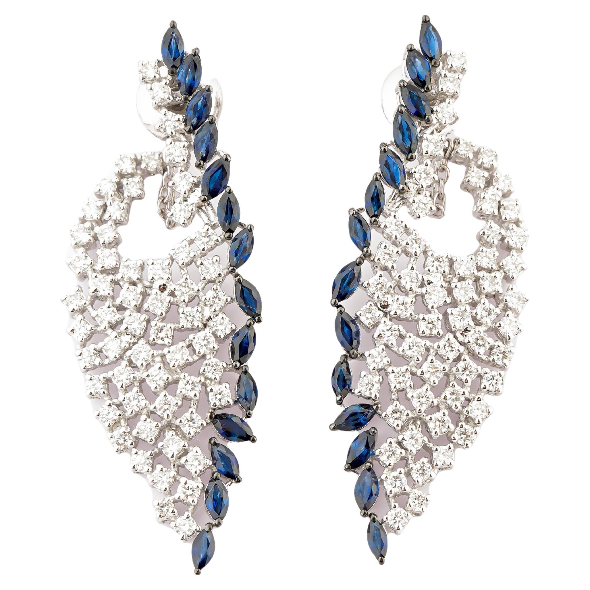 Natürlicher Diamant 2,46cts & Blauer Saphir 2,67cts in 18k Gold