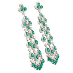 Natural diamond 2.49cts & emerald 5.67cts earring in 18k gold
