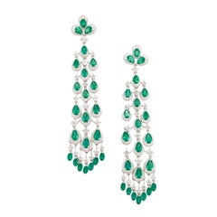 Diamante naturale 2,49cts  orecchino con smeraldo da 5,67 carati in oro 18 carati