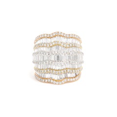 Natural Diamond 2.50 carats 18KT White Gold Multi Row Statement Ring