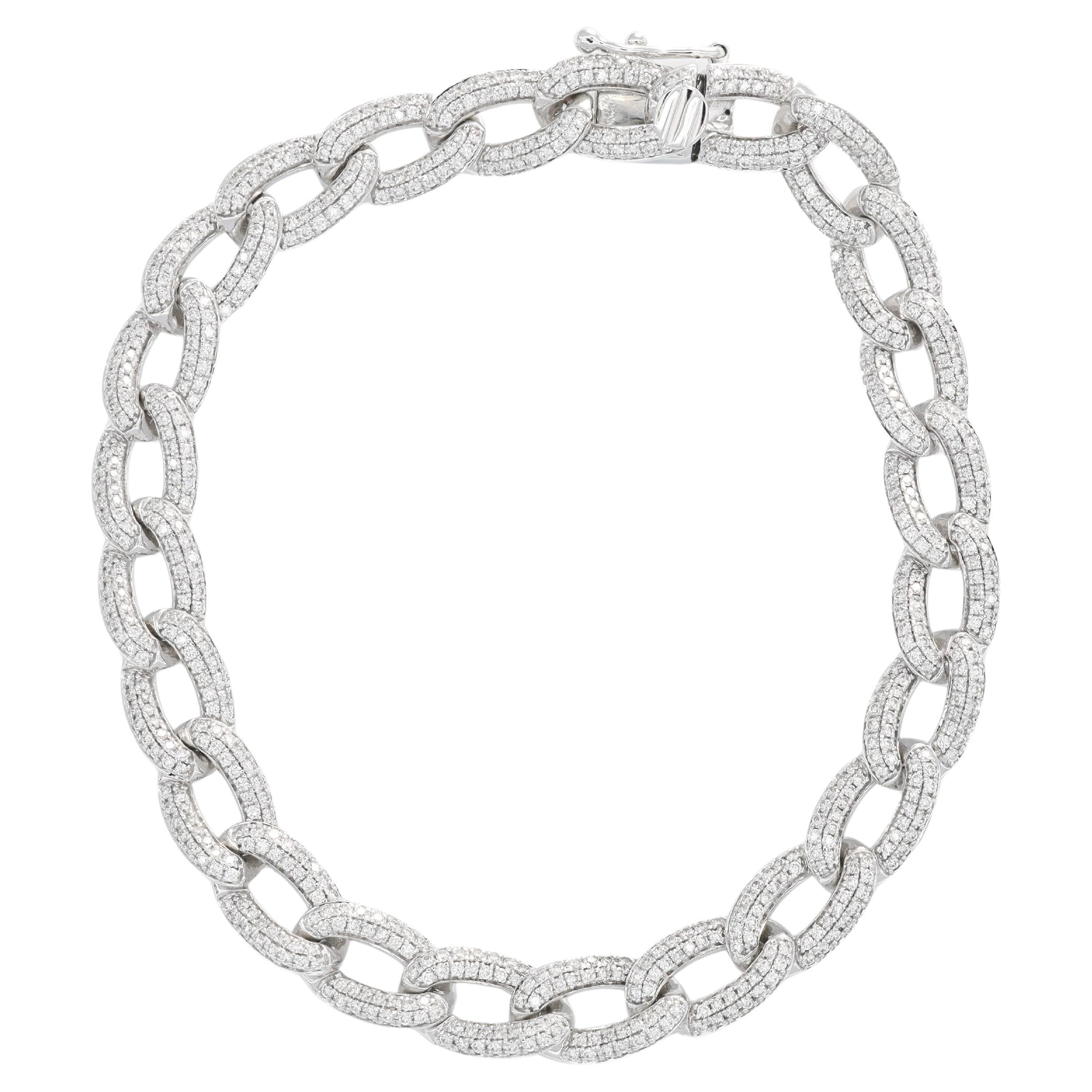 Diamante naturale 2,50 carati in oro bianco 18KT Pave Cuban Link Uomo Donna  Bracciale