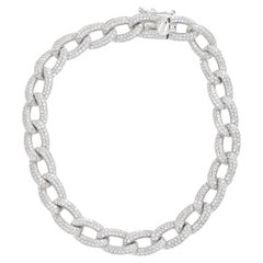 Vintage Natural Diamond 2.50 Carats 18KT White Gold Pave Cuban Link Man Women  Bracelet