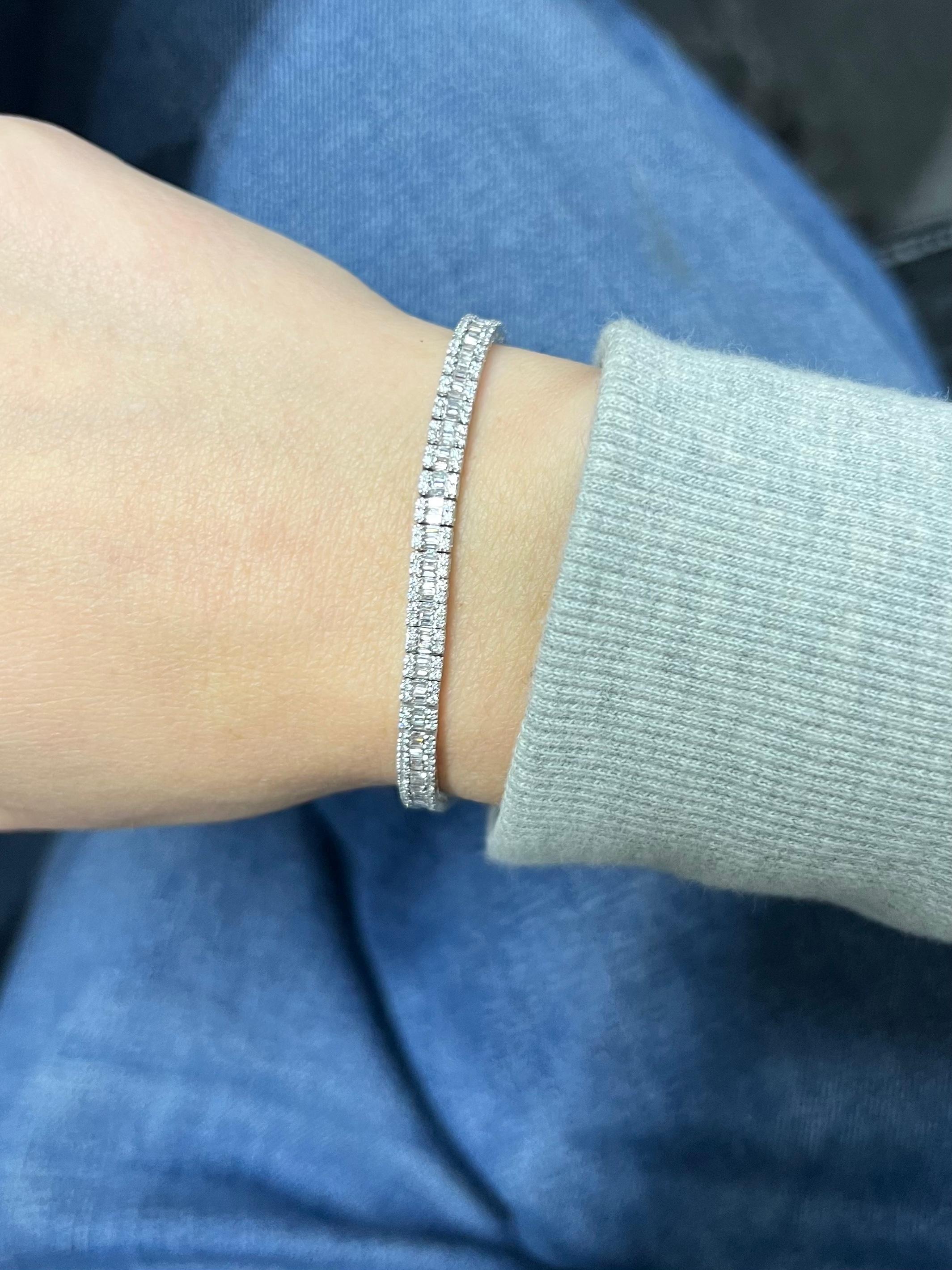 Natürlicher Diamant 2,50 Karat 18KT Gelbgold Baguette-Gliederarmband mit Diamanten im Angebot 6