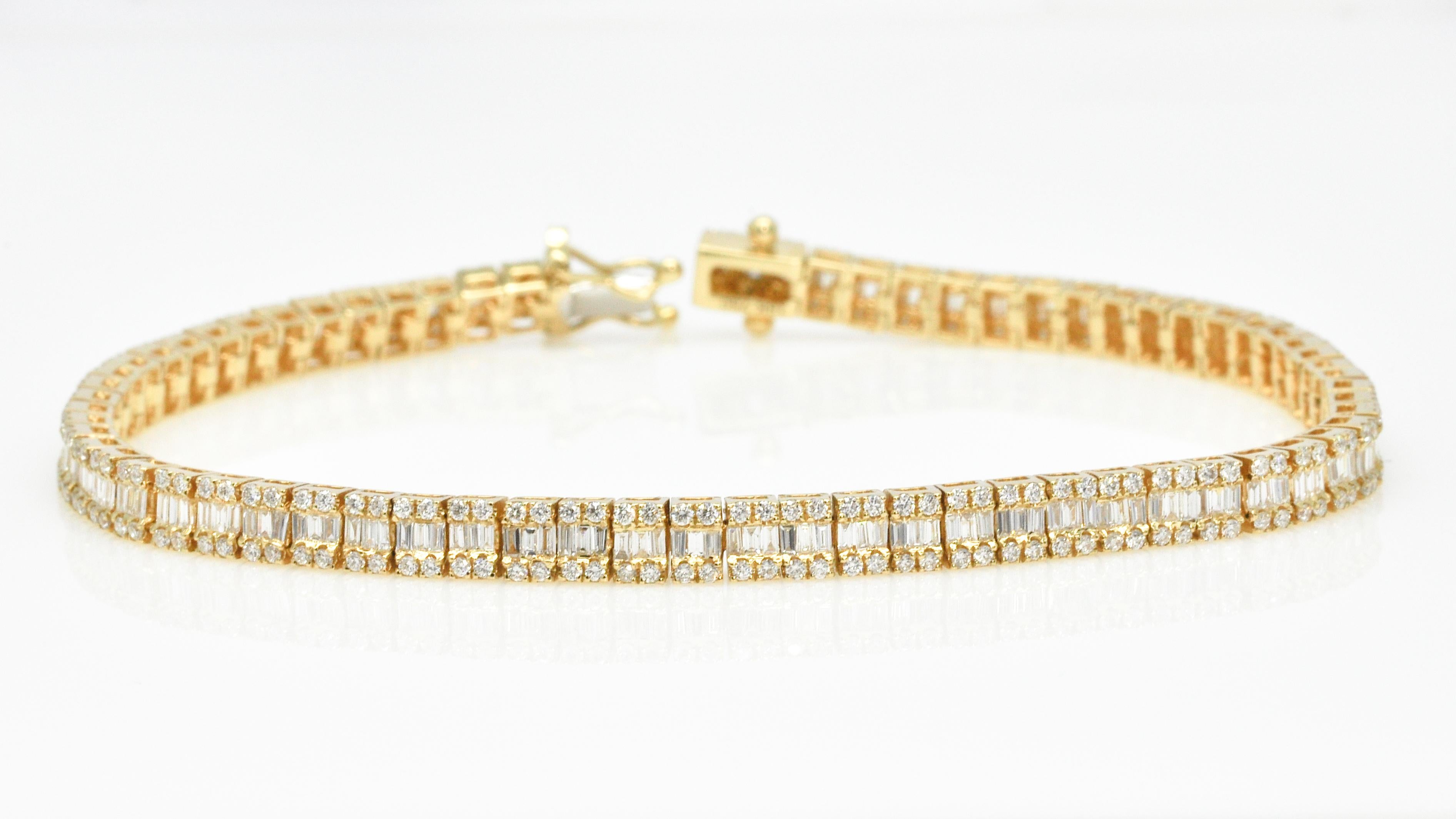 Natürlicher Diamant 2,50 Karat 18KT Gelbgold Baguette-Gliederarmband mit Diamanten im Angebot 8
