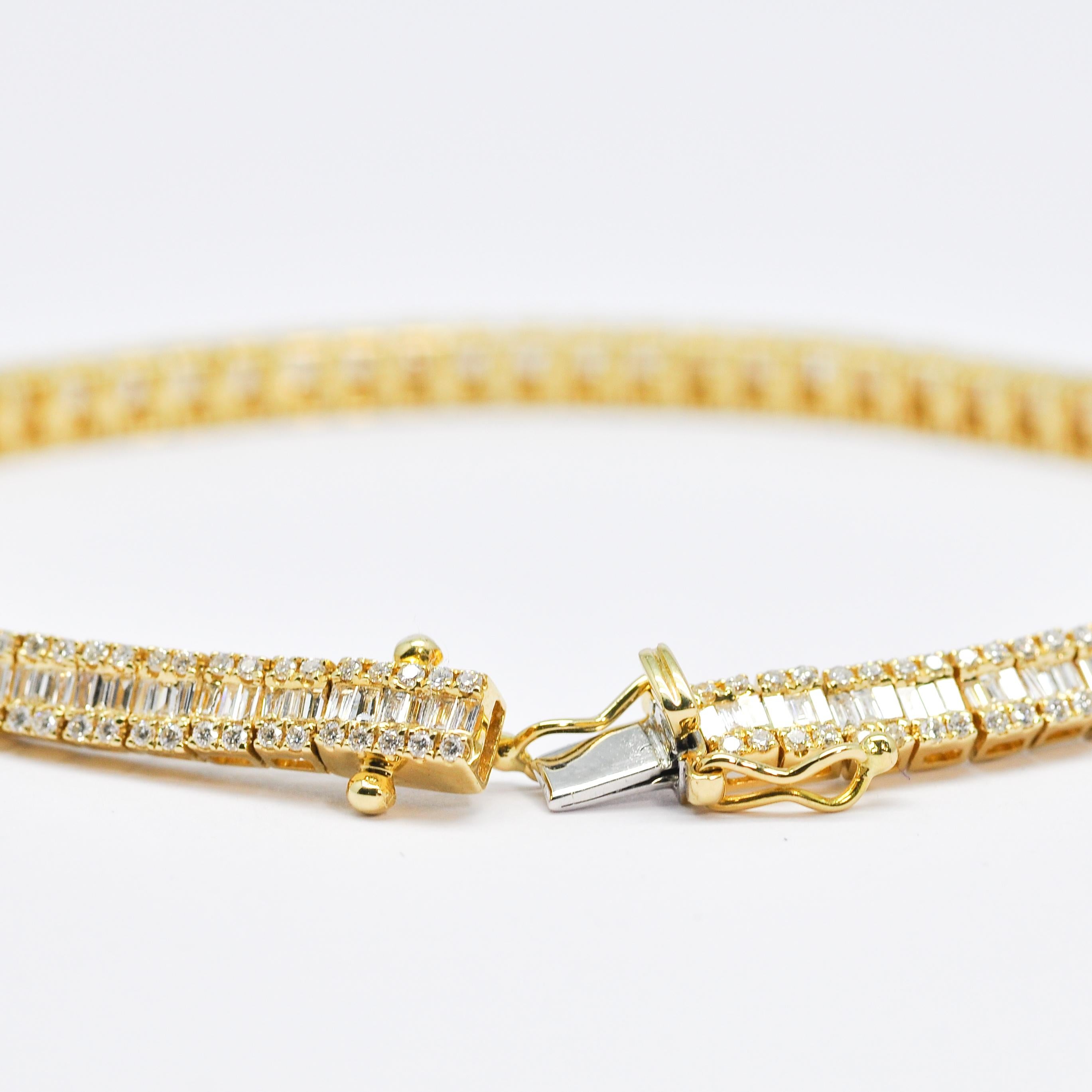 Natürlicher Diamant 2,50 Karat 18KT Gelbgold Baguette-Gliederarmband mit Diamanten im Angebot 11