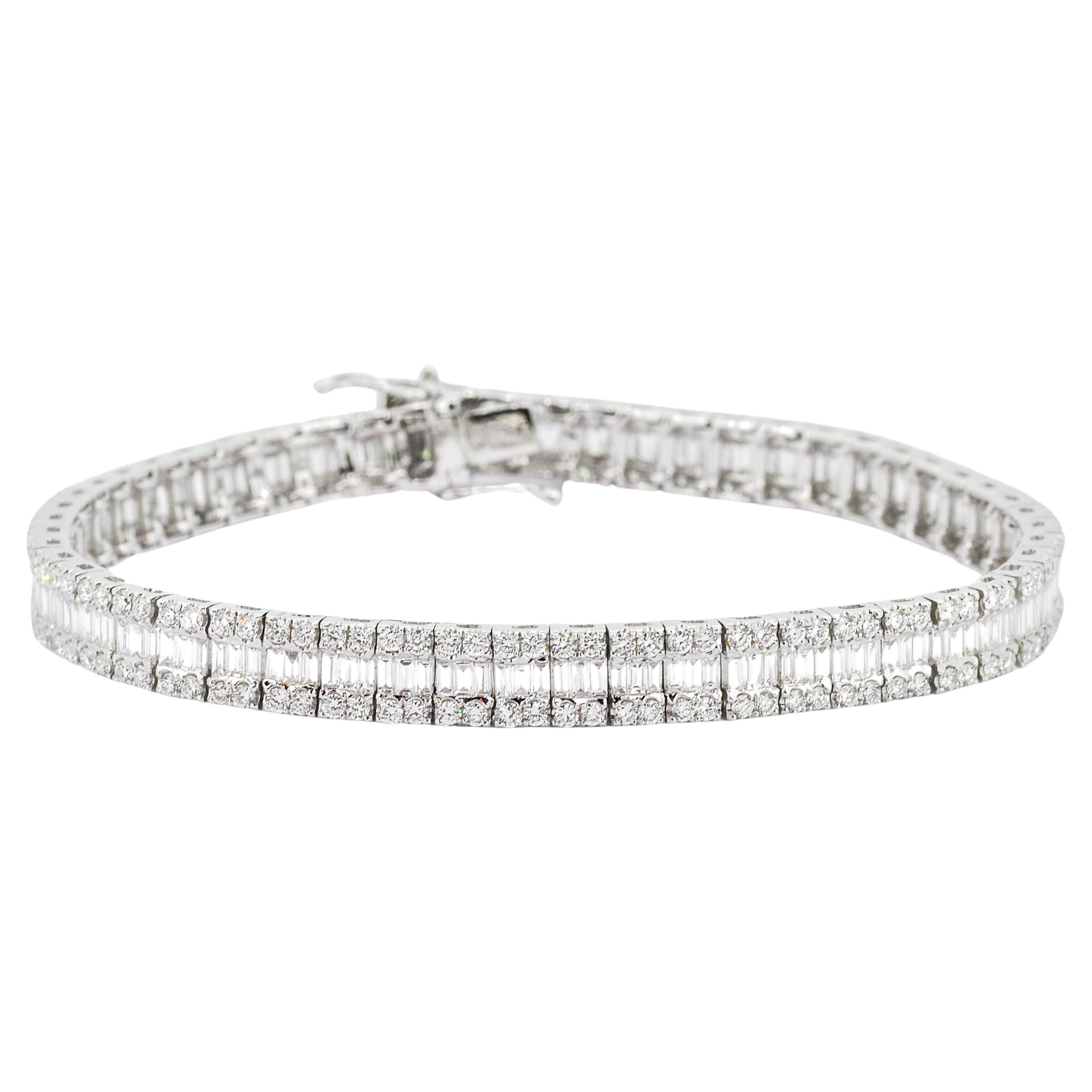 Natürlicher Diamant 2,50 Karat 18KT Gelbgold Baguette-Gliederarmband mit Diamanten im Zustand „Neu“ im Angebot in Antwerpen, BE