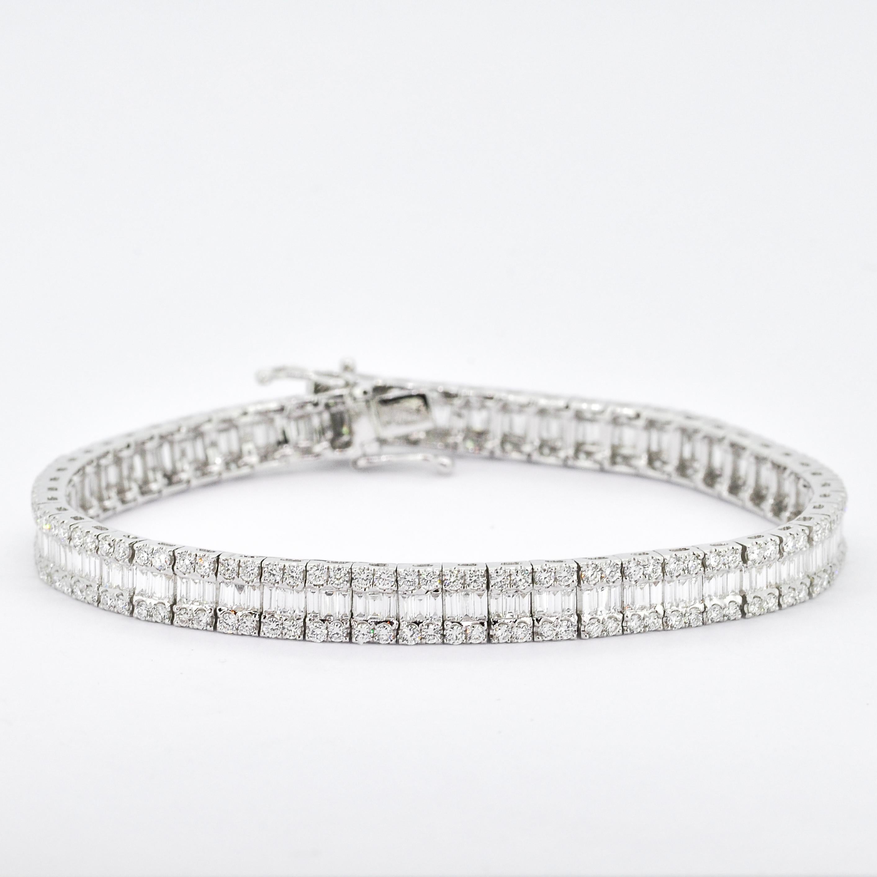 Natürlicher Diamant 2,50 Karat 18KT Gelbgold Baguette-Gliederarmband mit Diamanten im Angebot 2