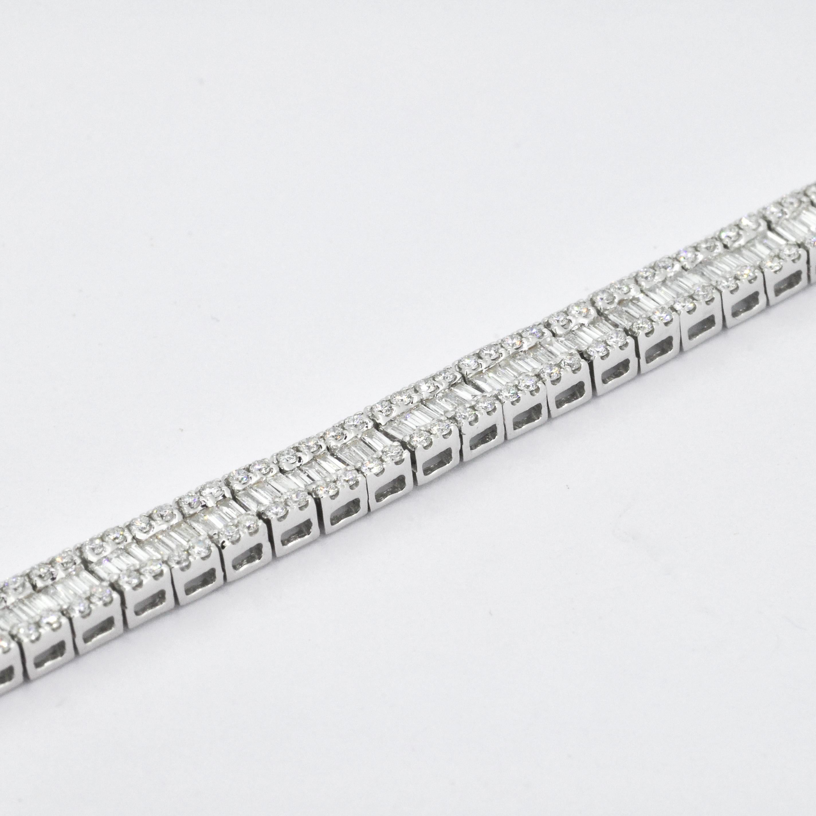 Natürlicher Diamant 2,50 Karat 18KT Gelbgold Baguette-Gliederarmband mit Diamanten im Angebot 3