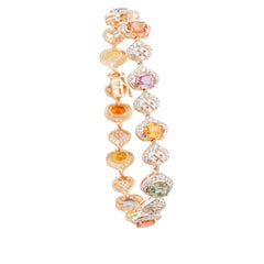 18K Gold Multi-Sapphire 8.56ct & Diamond 2.41ct Bracelet, New