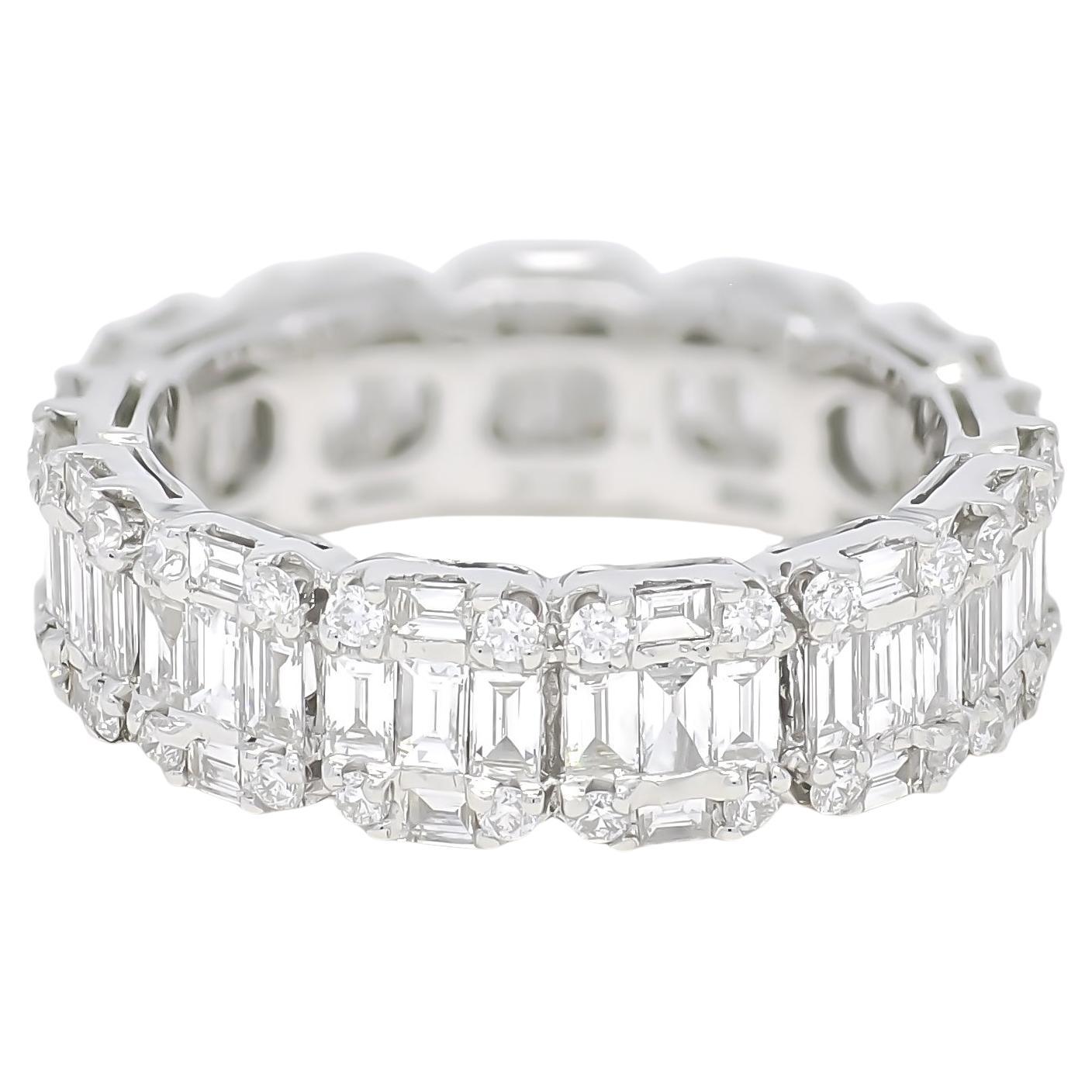 Natural Diamond 2.52 carats 18KT White Gold Cluster Full Eternity Band Ring