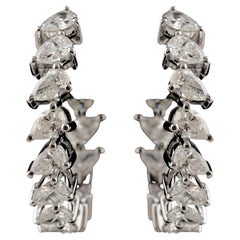 Natürlicher Diamant 2,53 Karat Birnenform Kaskadierende Reif-Ohrringe 18K Weißgold