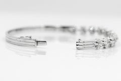 Natural Diamond 2.59 CTW Marquise Baguette Cut 18 Karat White Gold Bangle 6.75"