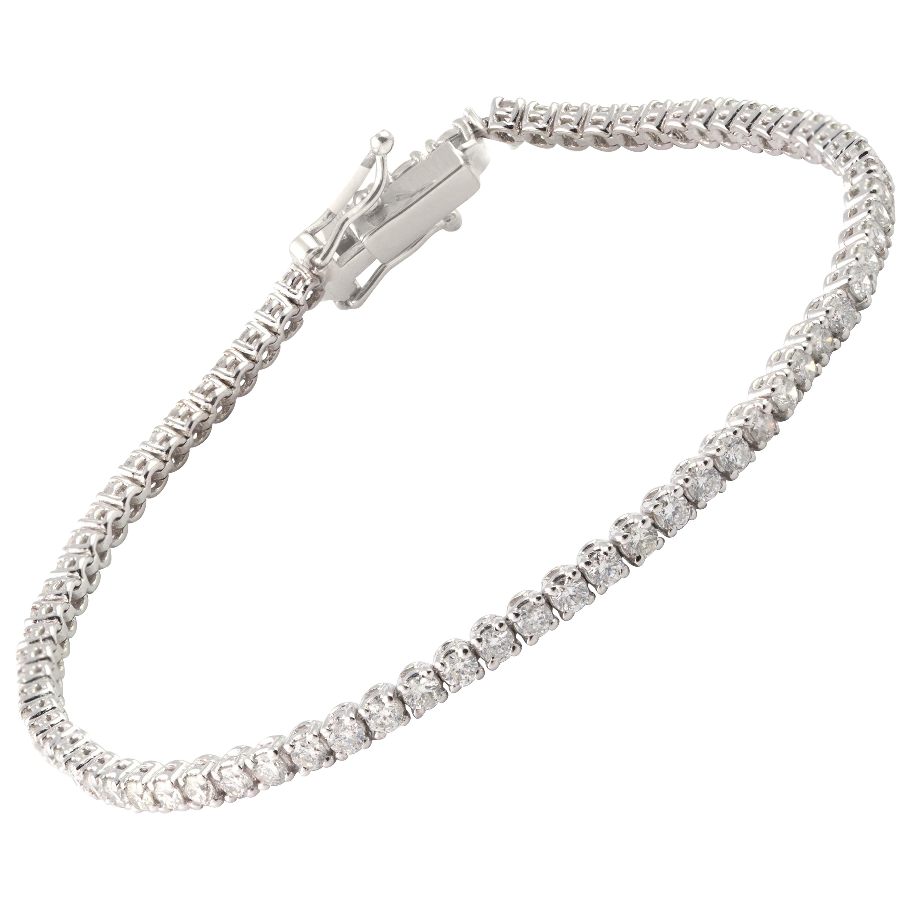 Diamante Natural 2.63 Cts en Oro 18k Pulsera de Tenis 7.10gms