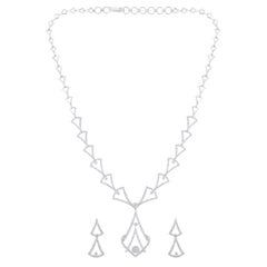 Designer 2.7ct Natural Diamond 14K Gold Queen Wedding Necklace Earrings Set