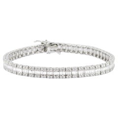 Diamante natural de 2,70 quilates Pulsera eslabón baguette de oro blanco de 18 quilates