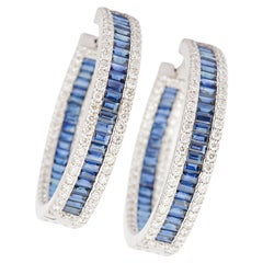 Natural Diamond 2.75cts & Blue Sapphire 7.41cts Earring in 18k Gold