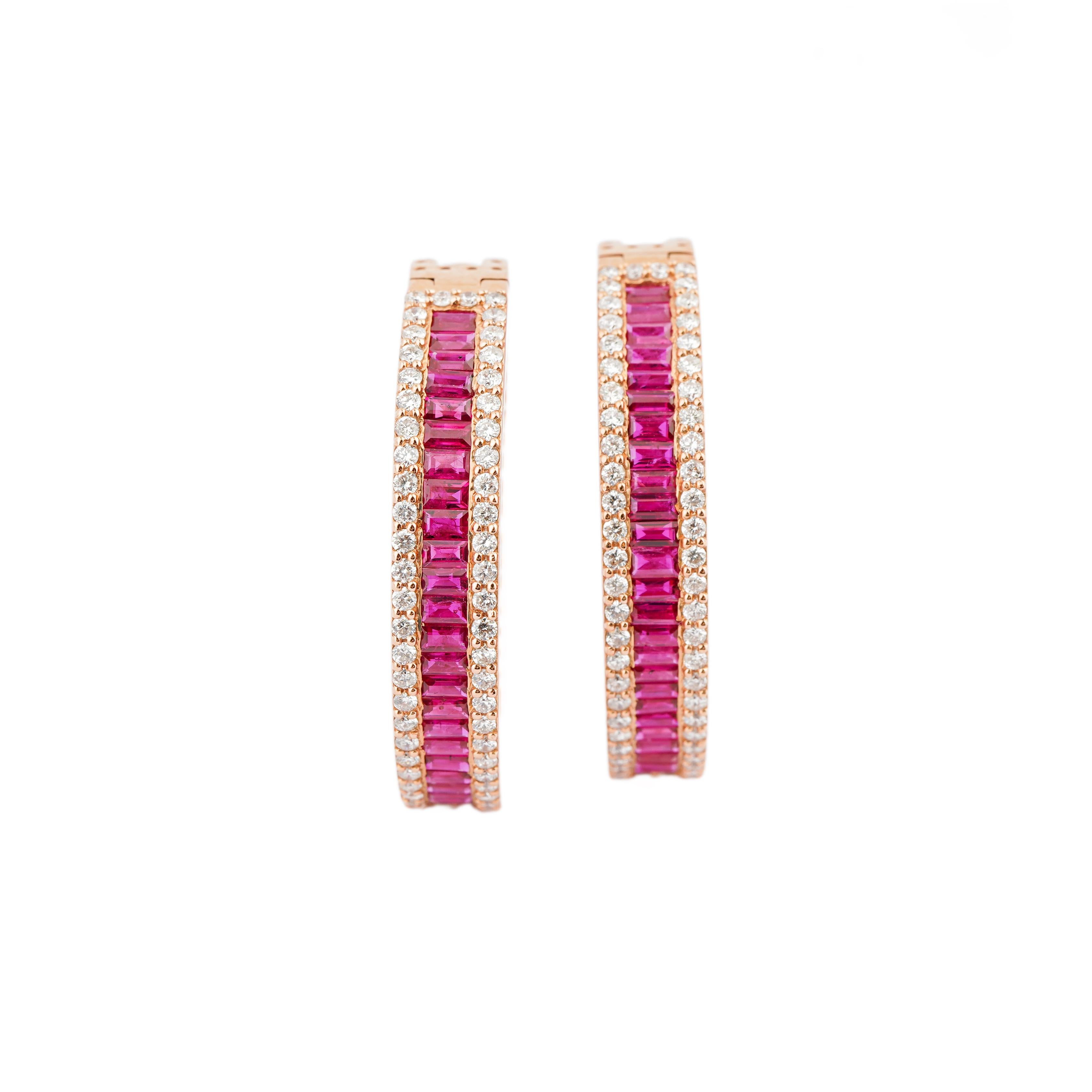 Natürlicher Diamant 2,76cts & Rubin 5,97cts Ohrring in 18k Gold im Zustand „Neu“ im Angebot in jaipur, IN