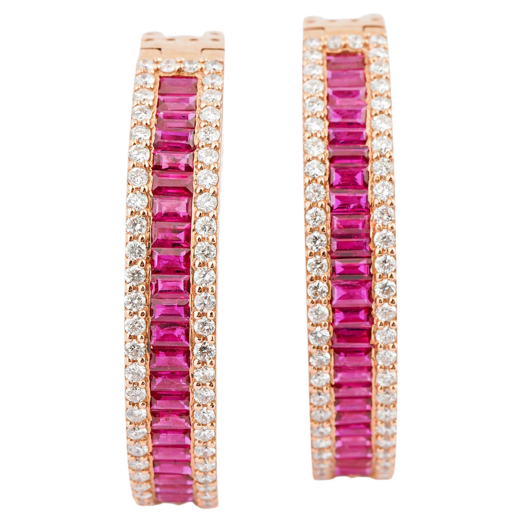 Naturdiamant 2,76cts & Rubin 5,97cts Ohrring in 18k Gold
