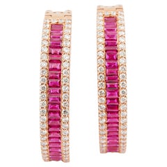 Naturdiamant 2,76cts & Rubin 5,97cts Ohrring in 18k Gold