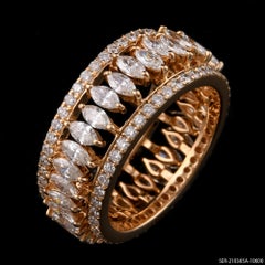 Natural Diamond 2.88Ct Marquise Leaf Full Eternity Band Ring 18k Yellow Gold