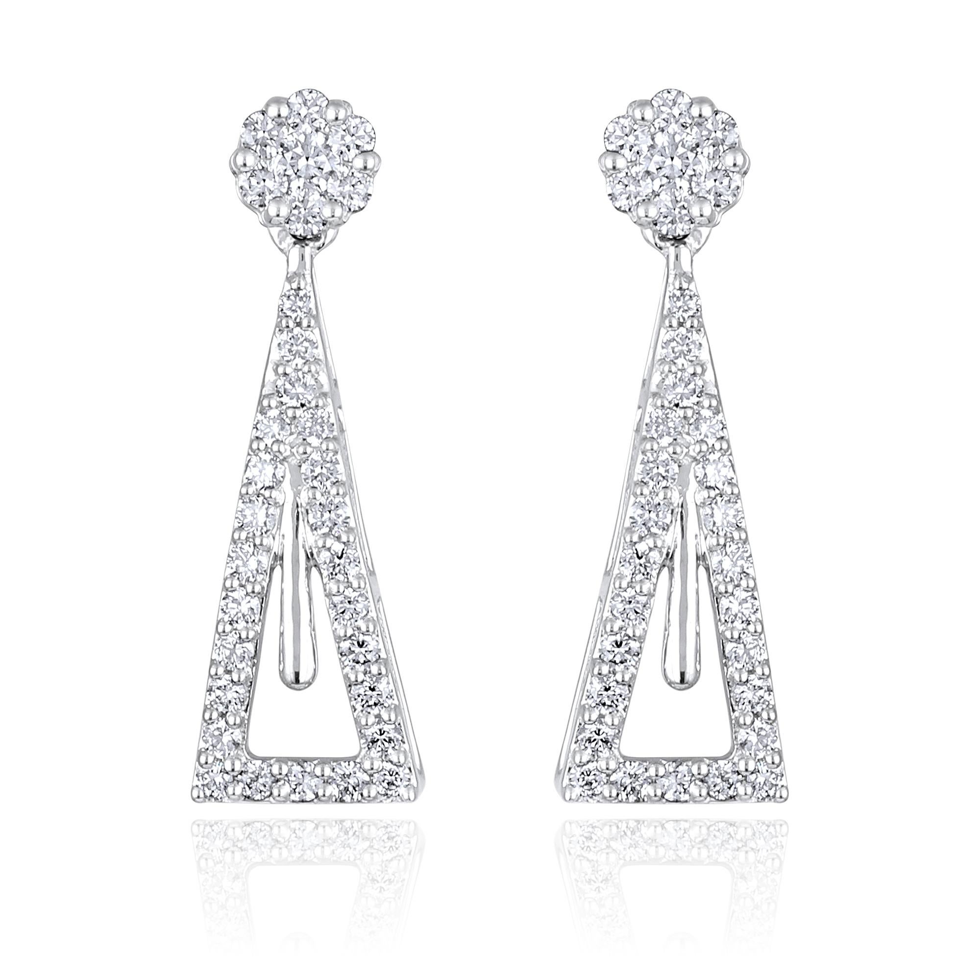 Brilliant Cut Designer 3ct Natural Diamond 14K Gold Queen Wedding Necklace Earrings Set For Sale