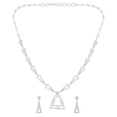 Designer 3ct Natural Diamond 14K Gold Queen Wedding Necklace Earrings Set
