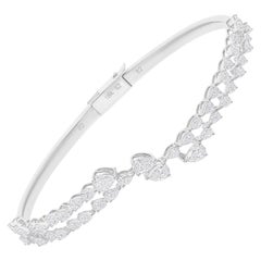 Natural Diamond 2.95ct Double Row Pear Cut Cluster Bangle Bracelet 18k Gold