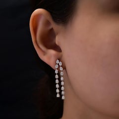 2.96 Carat Pear Shape Diamond Chandelier Drop Earrings in 18K White Gold