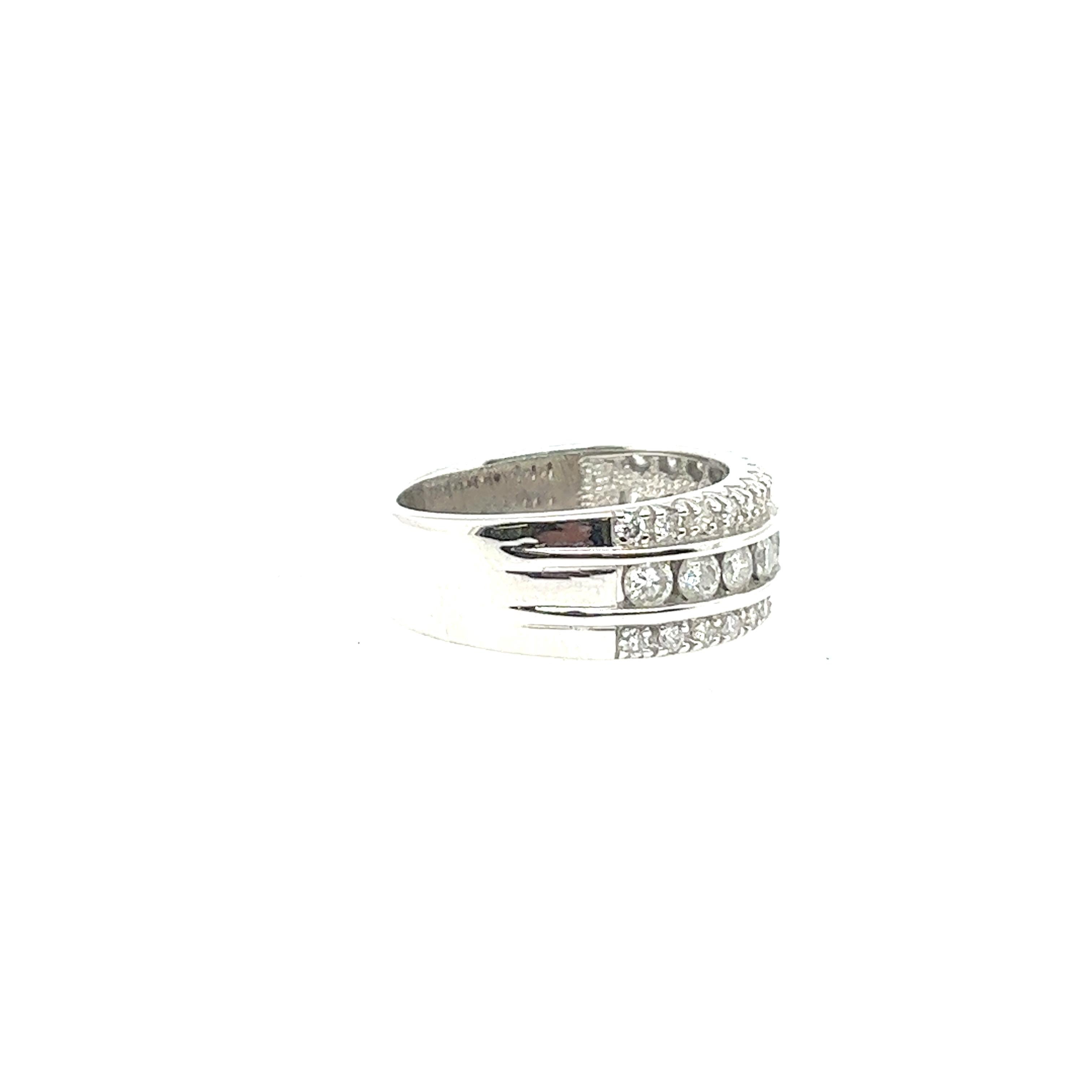 Women's Natural Diamond 3-Row Ring Set with 1.0ct of Round Diamonds in 18ct White Gold