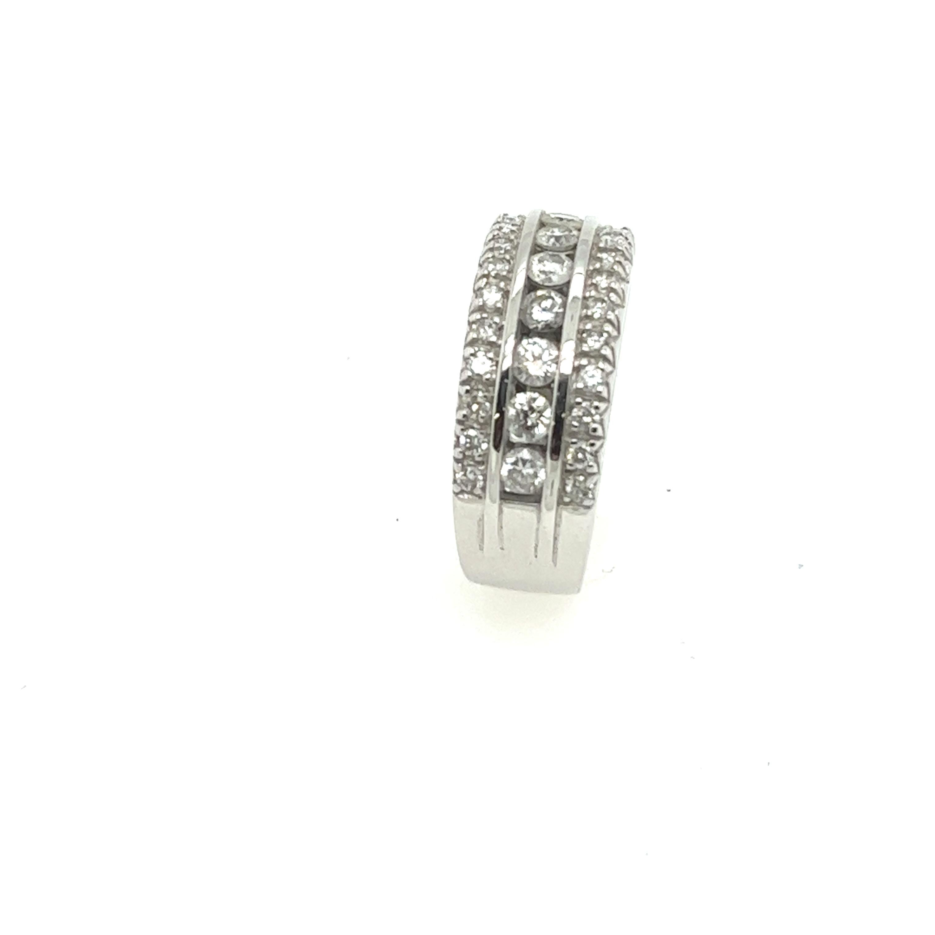 Natural Diamond 3-Row Ring Set with 1.0ct of Round Diamonds in 18ct White Gold 1