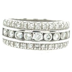 Natural Diamond 3-Row Ring Set with 1.0ct of Round Diamonds in 18ct White Gold