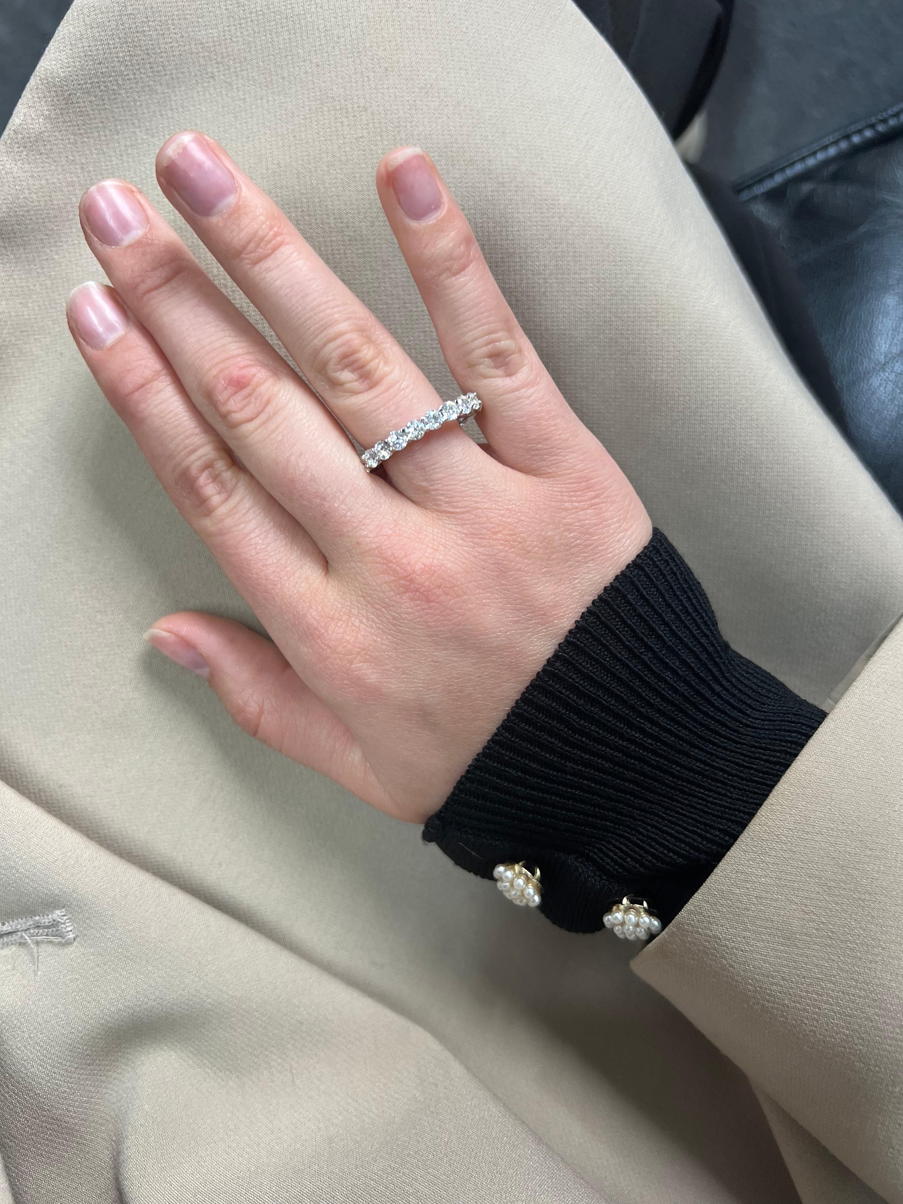 Natural Diamond 3.05 Carats 18KT White Gold Full Eternity Wedding Band For Sale 3