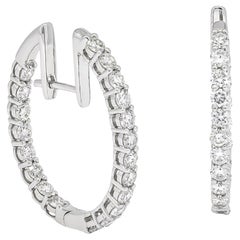 Diamante naturale da 3,20 carati in oro bianco 18KT "In and Out", orecchini a cerchio di design