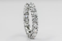 Natural Diamond 3.25 Carat Round Cut 14 Karat White Gold Eternity Band Ring