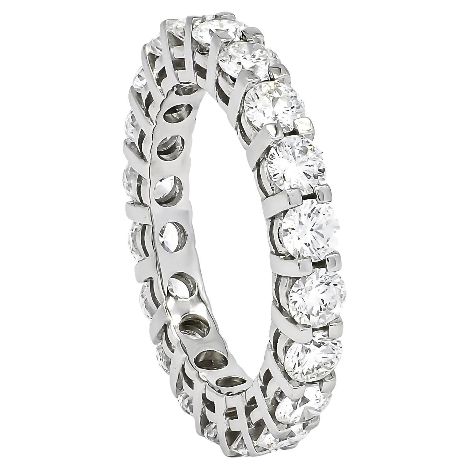 Natural Diamond 3.25 Carats 18 KT White Gold Classic Full Eternity Band Ring