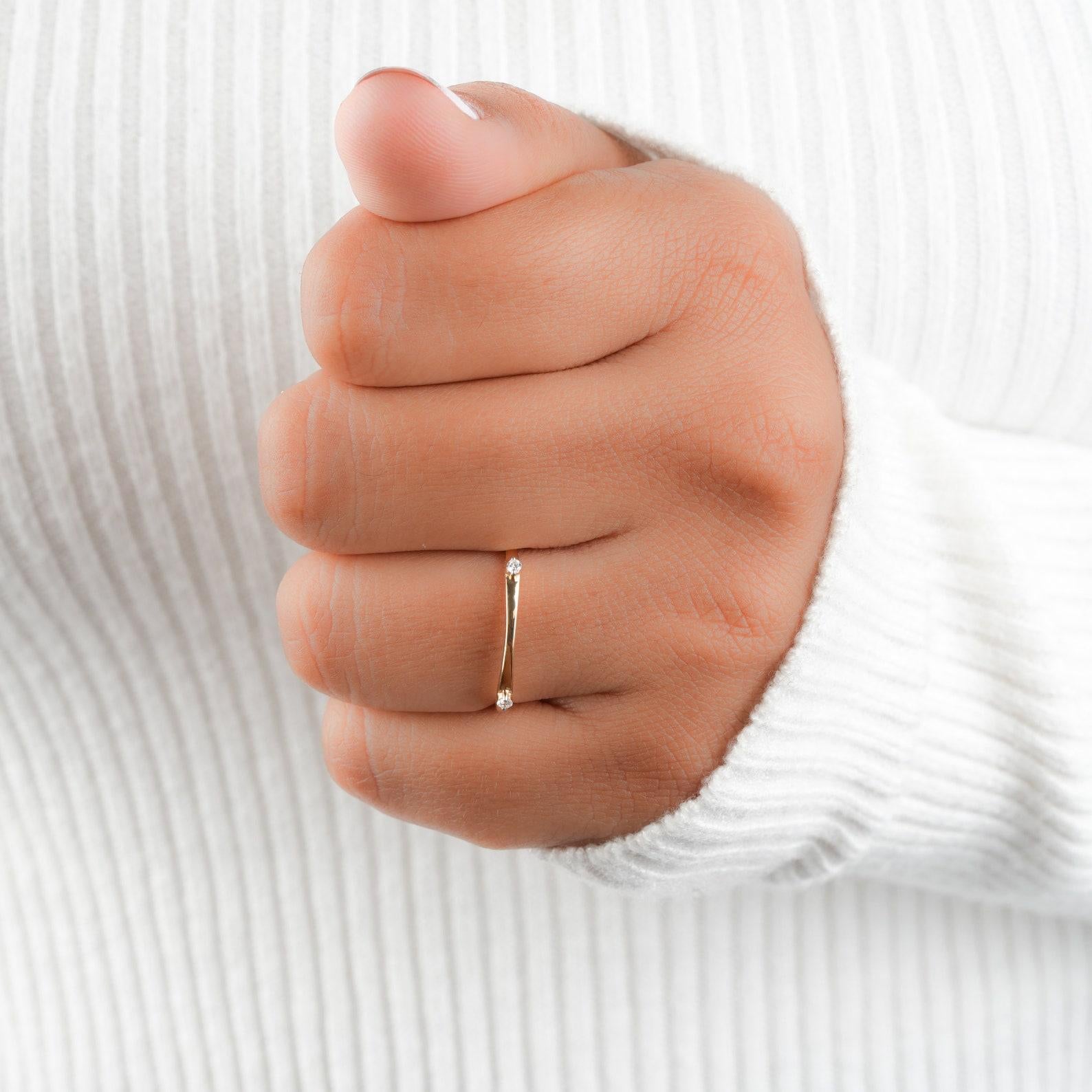 Natural Diamond 4 Stone Round Cut Minimalist Ring 14k Gold Ring Anniversary Gift For Sale 5
