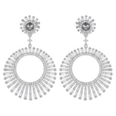 Designer 4.32ct Asscher Cut Diamond Stud Earrings in 14K Gold, New