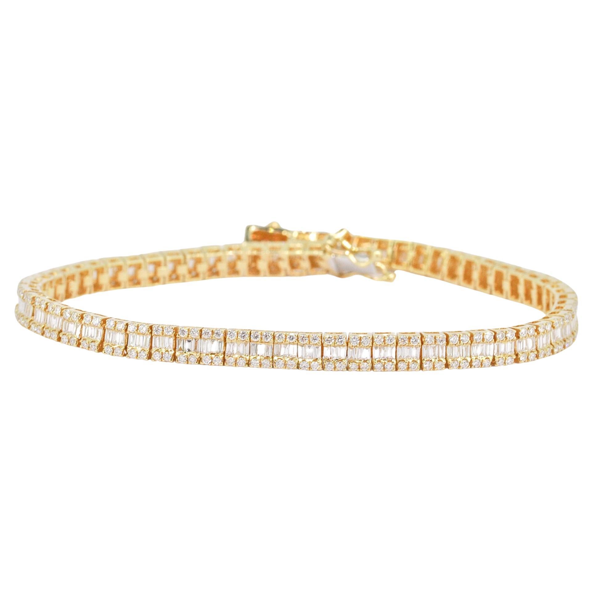 Natürlicher Diamant 4,25 Karat 18KT Gelbgold Glieder Baguette mit natürlichem Diamanten  Armbänder