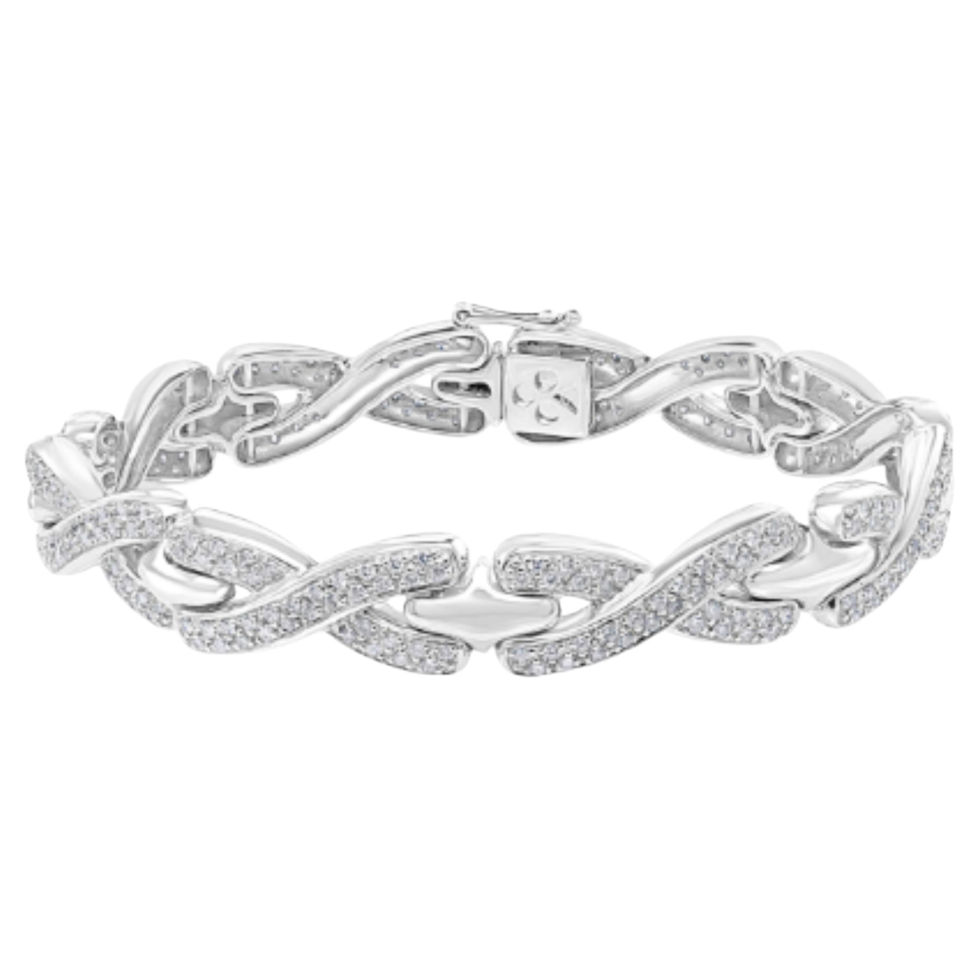 Designer 18K White Gold Diamond Bracelet, 4.5 Carats, New For Sale