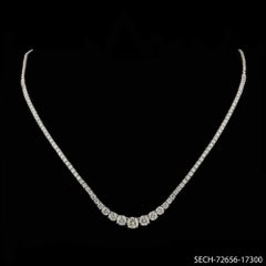 Natural Diamond 4.62 Ct Round Cut Graduating Riviera Necklace 18K White Gold