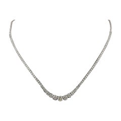 Natural Diamond 4.62 Ct Round Cut Graduating Riviera Necklace 18K White Gold