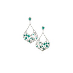 Natural Diamond 4.76cts & Lab Grown Emerald 8.18cts Earring in 14k Gold